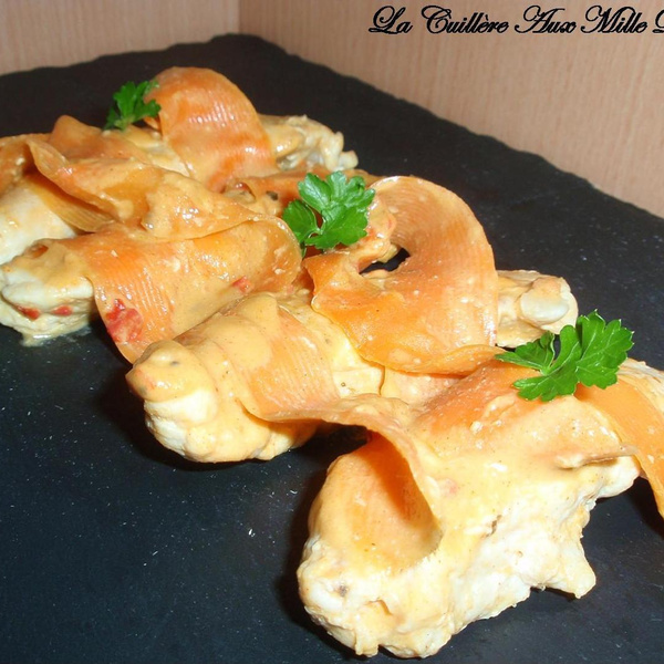 Recette Aiguillettes De Poulet Sauce Moutarde Et Ses Tagliatelles De Carottes En Video
