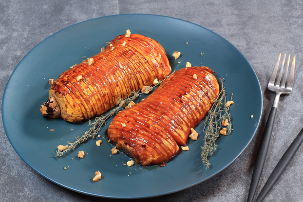 Recette - Courge Butternut rôtie au four façon hasselback ...