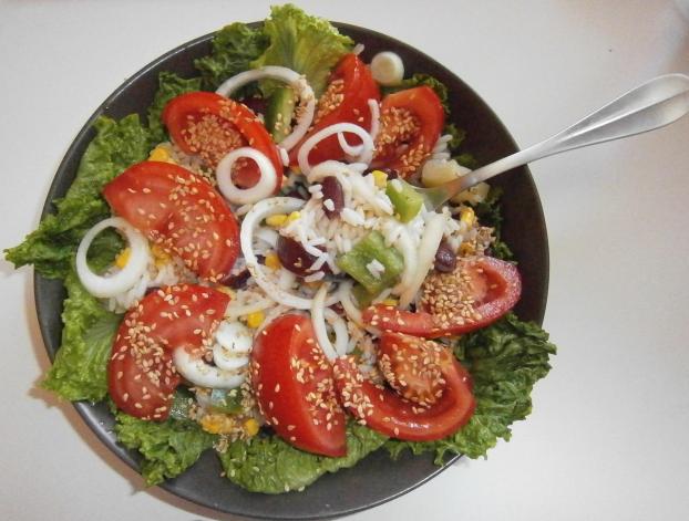 Recette Salade Composee Riz Mais Poivrons Haricots Rouges Et