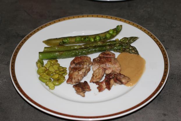 ris de veau sauce champagne et legumes de printemps