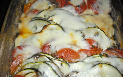 Gratin de tomates courgettes et mozzarella