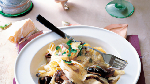 Fettuccine bicolores aux champignons et ricotta salée