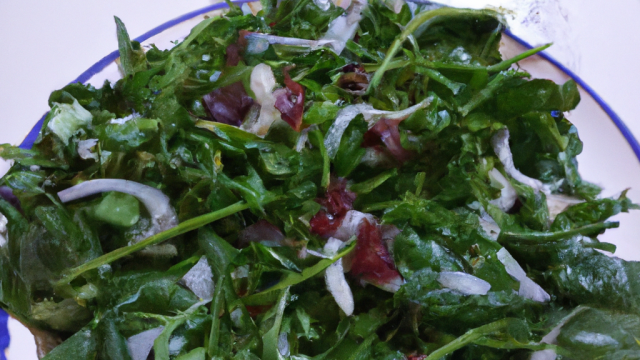 Salade de pousses d'épinard et roquette, Chérie en vapeur aux oignons caramélisés et rouget Barbet