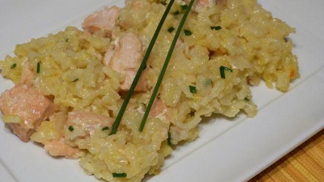 Risotto au saumon et safran