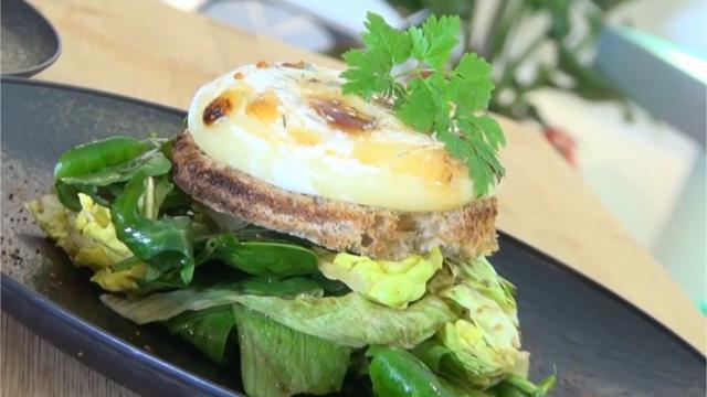 Salade mélangée et tartine de chèvre chaud