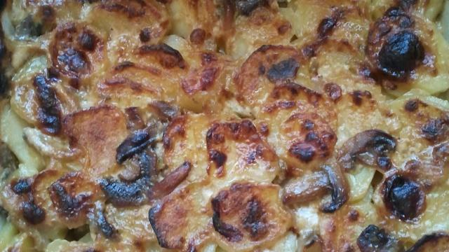 Gratin de pommes de terre aux champignons de Paris