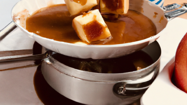 Fondue au pommes et caramel en chaud et froid