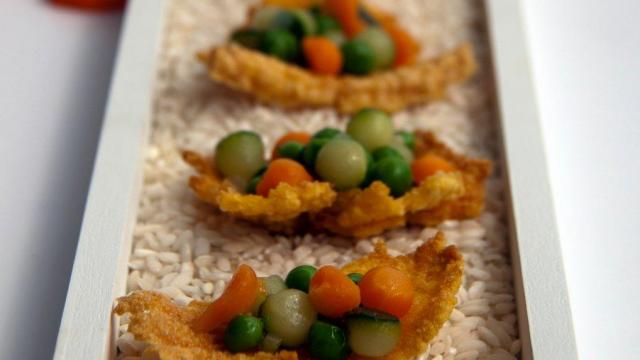 Chips de risotto aux petits légumes