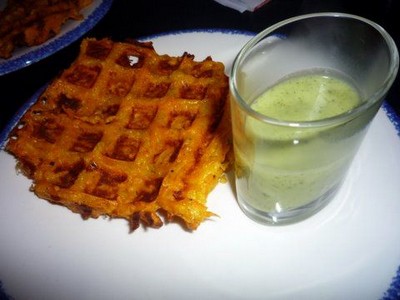 Gaufre de patate douce et son velouté crocodile