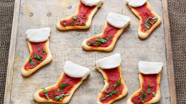 Mini pizza bottes de Noël