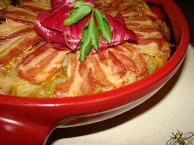 Tarte tain aux chicons caramélisés, maroilles et bière Ch'ti