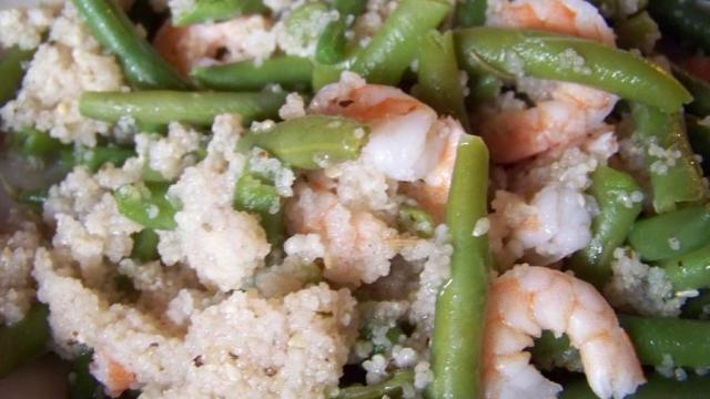 Taboulé de crevettes et haricots verts