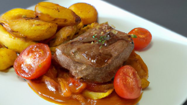 Filet mignon de chevreuil auce tomate et patates