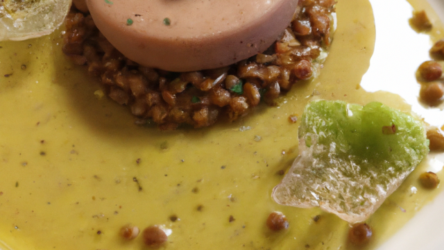 Cristal de foie gras aux lentilles vertes du Puy en Velay et à la Fourme d'Ambert