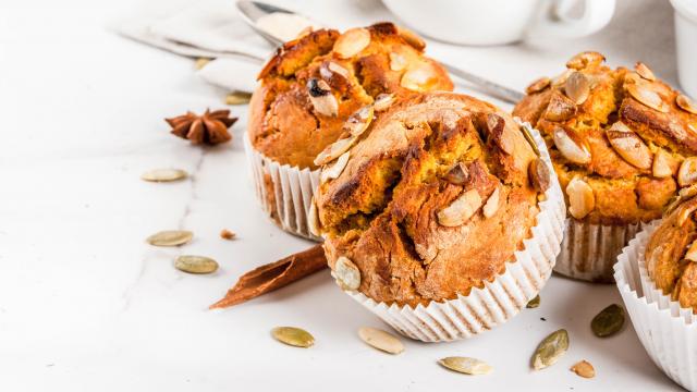 Muffins au potimarron, épices et graines de courge