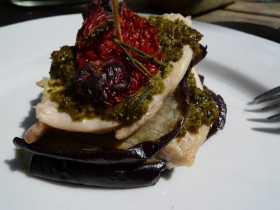 Saltimboca d'aubergines au pesto