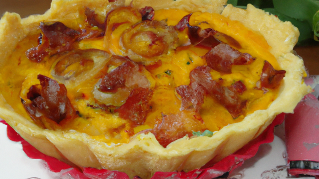 Petite quiche aux oignons mimolette lardons