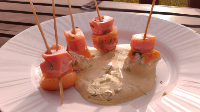 Brochettes de saumon et lotte au sabayon