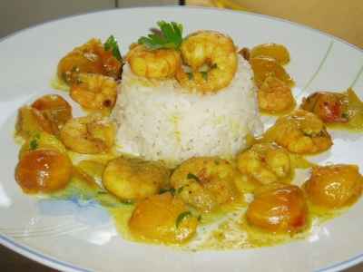 Crevettes aux mirabelles et au curry