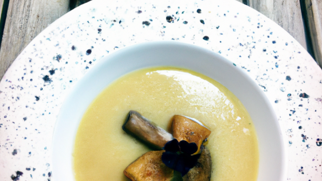 Potage de topinambour au foie gras