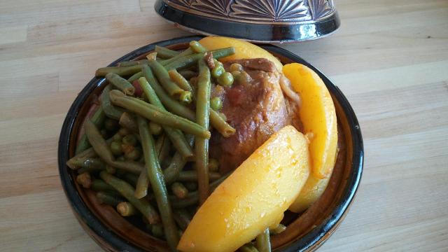 Tajine de veau aux petits pois et haricots