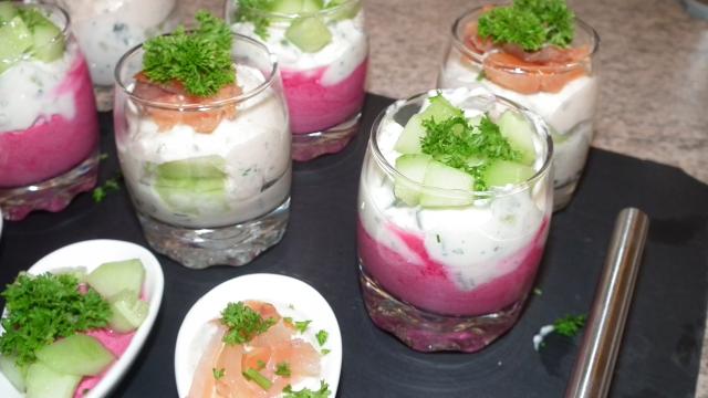 Verrine de betterave et concombre