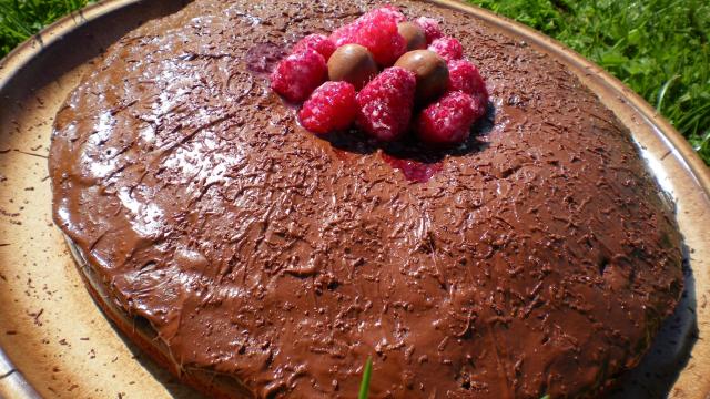 Légèreté chocolatée aux framboises et pépites de chocolat