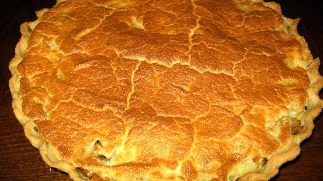 Tarte soufflée lentilles-endives, à la tommette des Aravis.