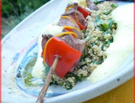 Brochette d'agneau, sauce Philadelphia Dolce Forte