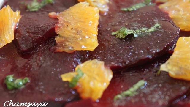 Carpaccio de betteraves et d'orange