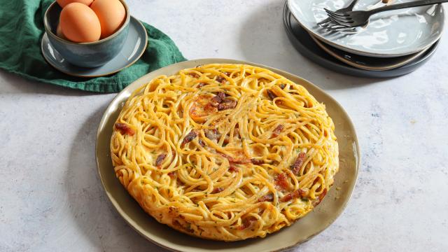 Frittata de pâtes façon carbonara