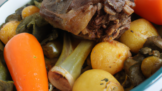 Cocotte d'agneau confit, légumes de saisons