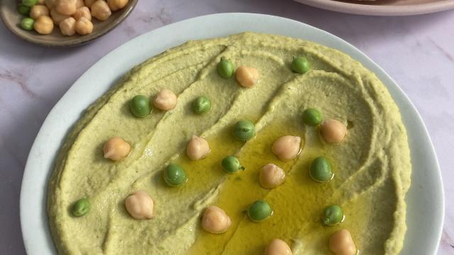 Houmous de pois chiches aux petits pois