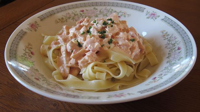 Tagliatelles au poulet fumé