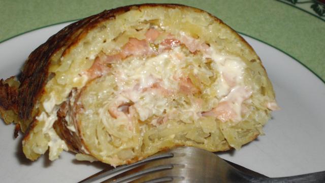 Roulé pomme de terre saumon fumé