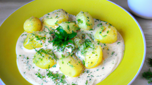 Pommes de terre à la crème fraîche & aux herbes