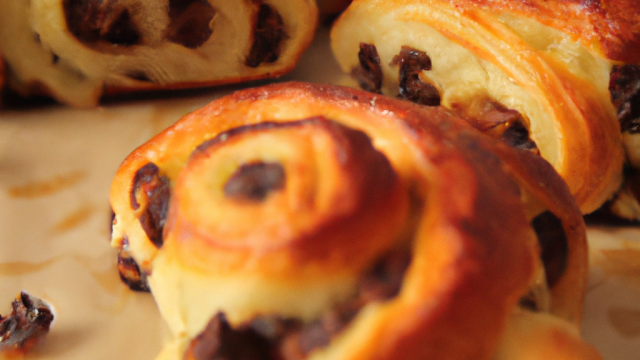 Brioche roulée au chocolat et raisins secs