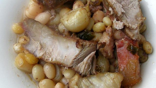 Paimpol à l'ail de Lomagne et son panaché de viande