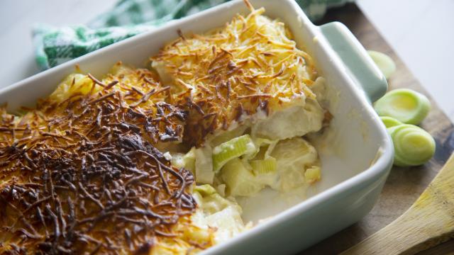 Gratin de pommes de terre aux poireaux