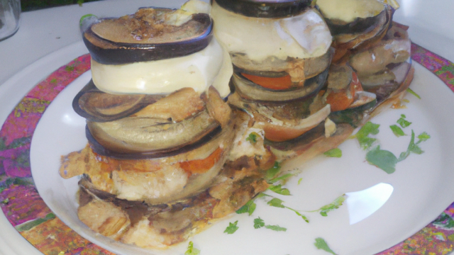 Mille feuilles de poulet et aubergines