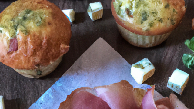 Muffins jambon, feta et pesto