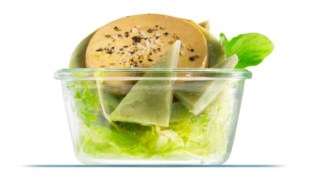 Verrine de foie gras et artichaut en salade