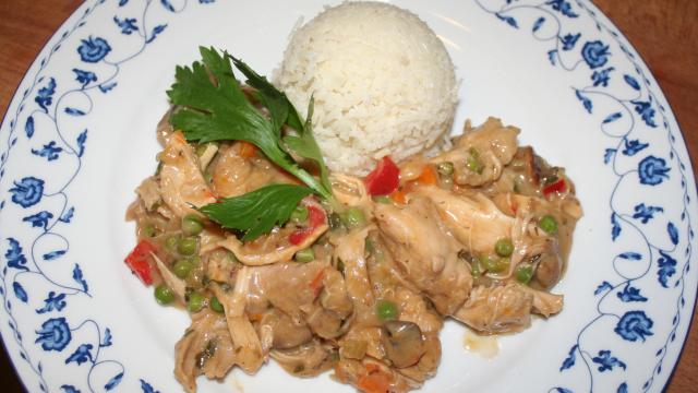 Poulet mijoté au cinq légumes