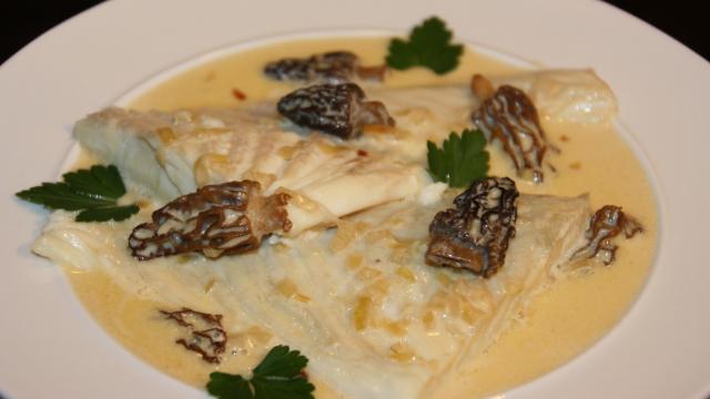 Turbot poché aux morilles