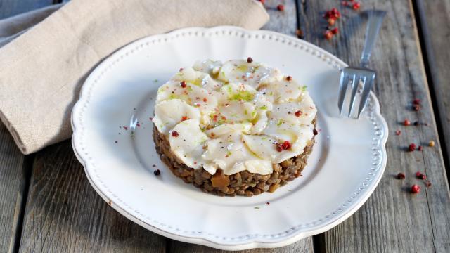 Carpaccio de Saint-Jacques aux lentilles vertes du Berry