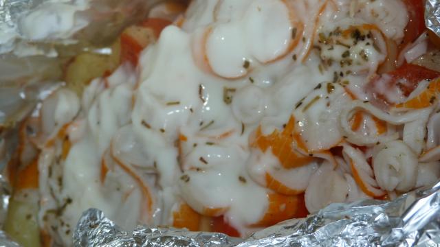 Papillote de pomme de terre surimi