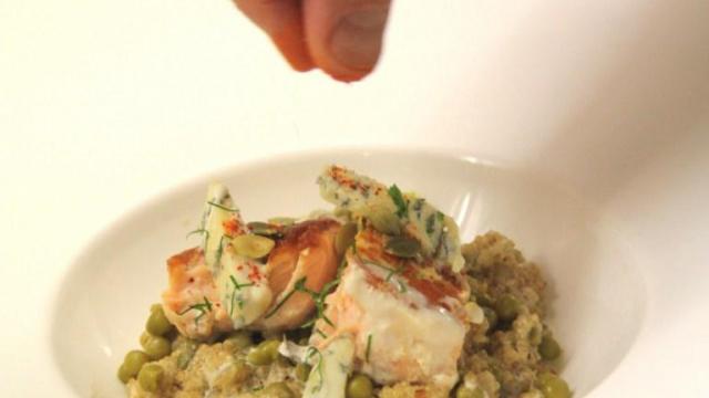 Quinoa façon risotto aux petits pois et fourme d'Ambert