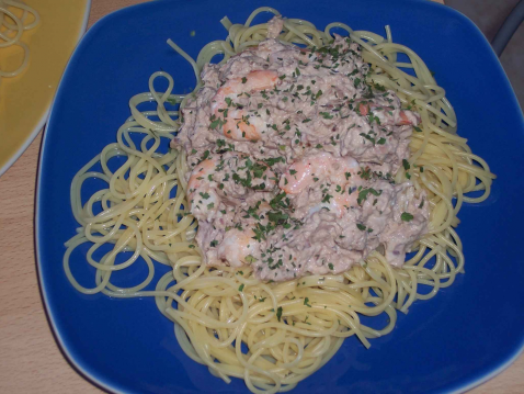 Spaghettis aux crevettes