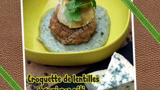 Croquette de lentilles, champignon rôti crème de fourme d'Ambert