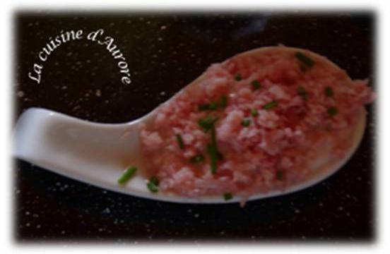 Verrines de jambon et de fromage ail & fines herbes